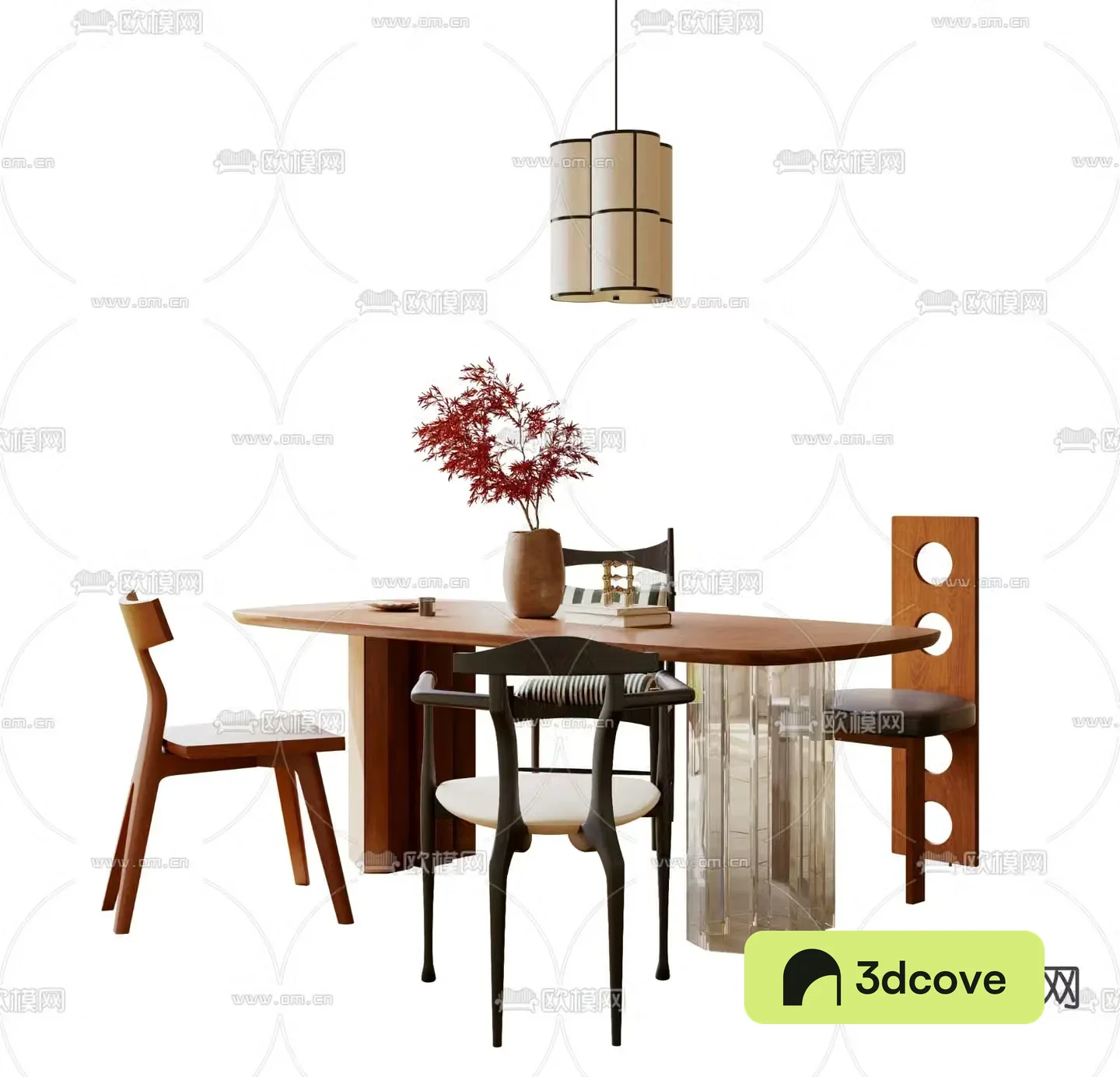Medieval style dining table and chairs log dining table