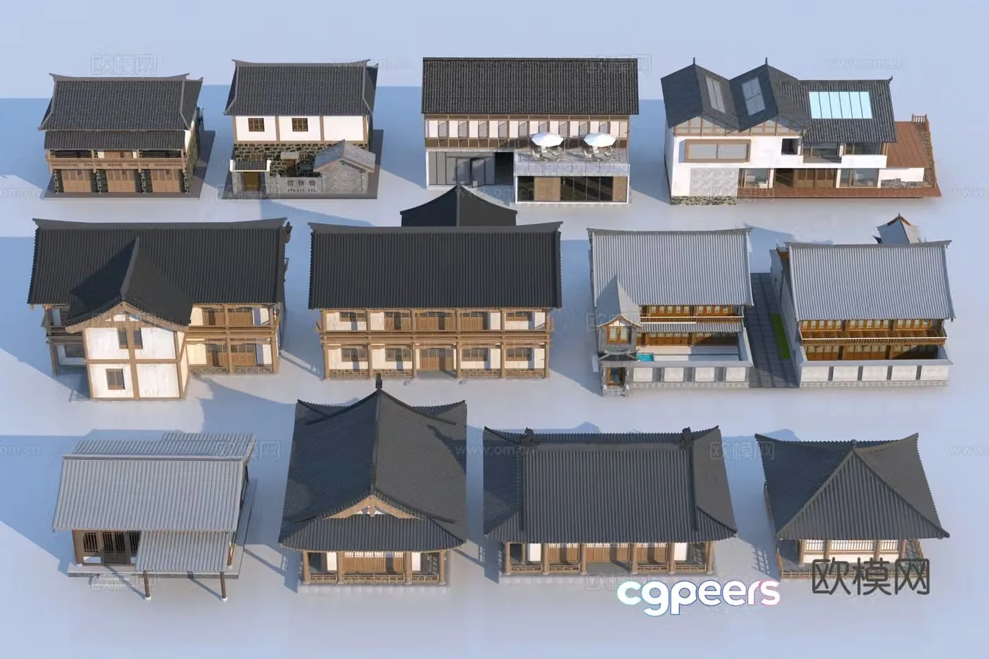 New Chinese style homestay building 3D model