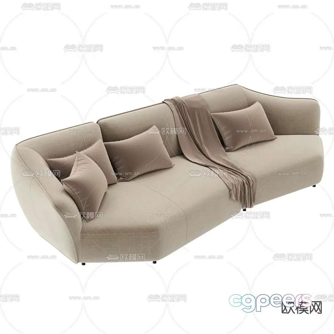 Natuzzi modern fabric multi-seater sofa 3d model