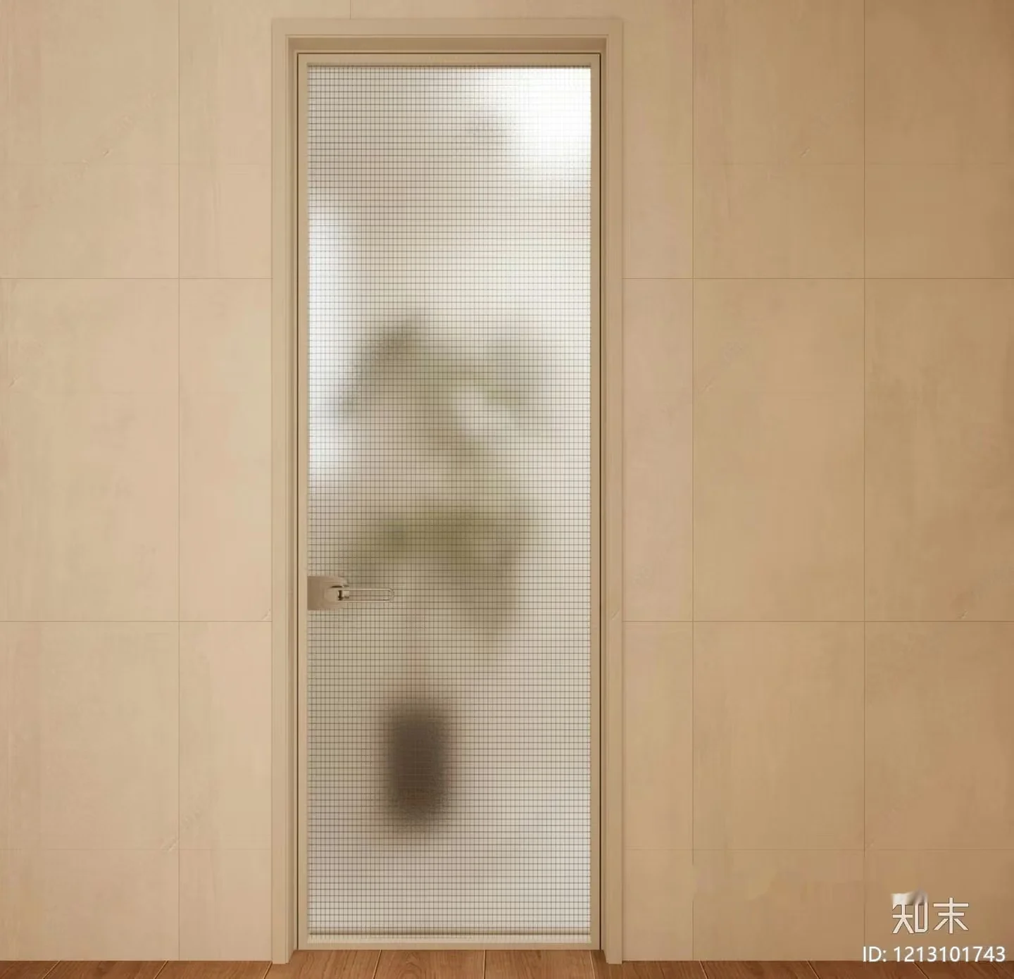 A Glass Door With A White Frame 3D Model – 6185 – VRAY Render
