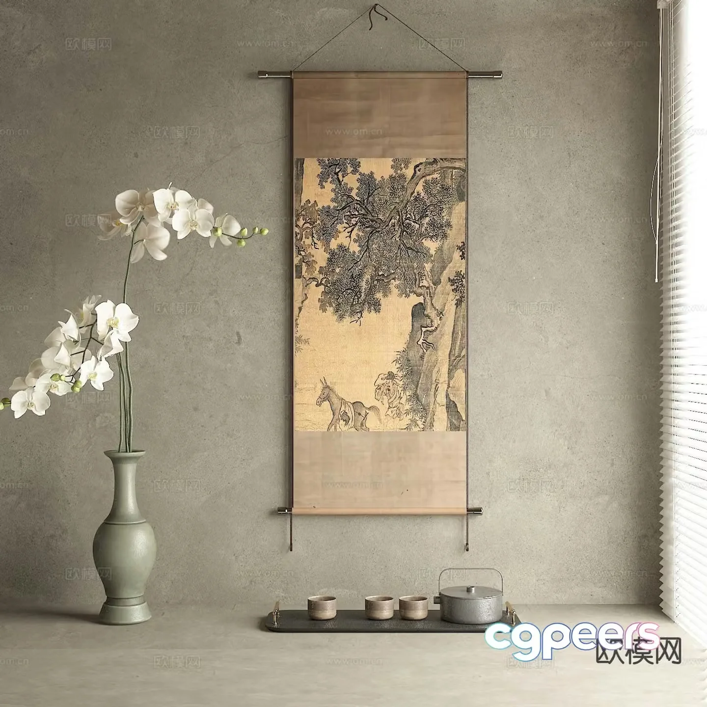 Chinese decorative painting art painting hanging painting 3D model