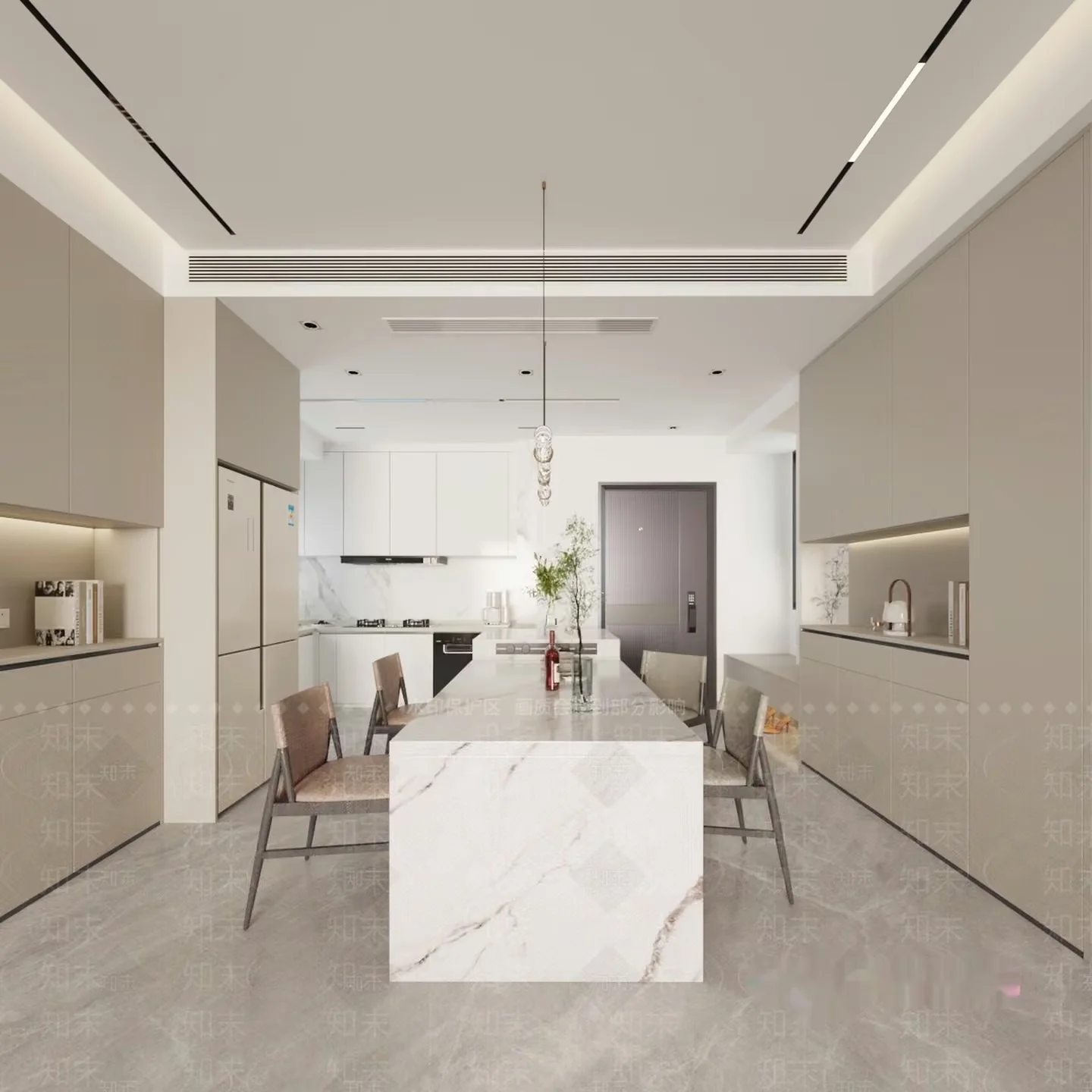 Modern Clean Kitchen 3D Model – 18304 – VRAY Render