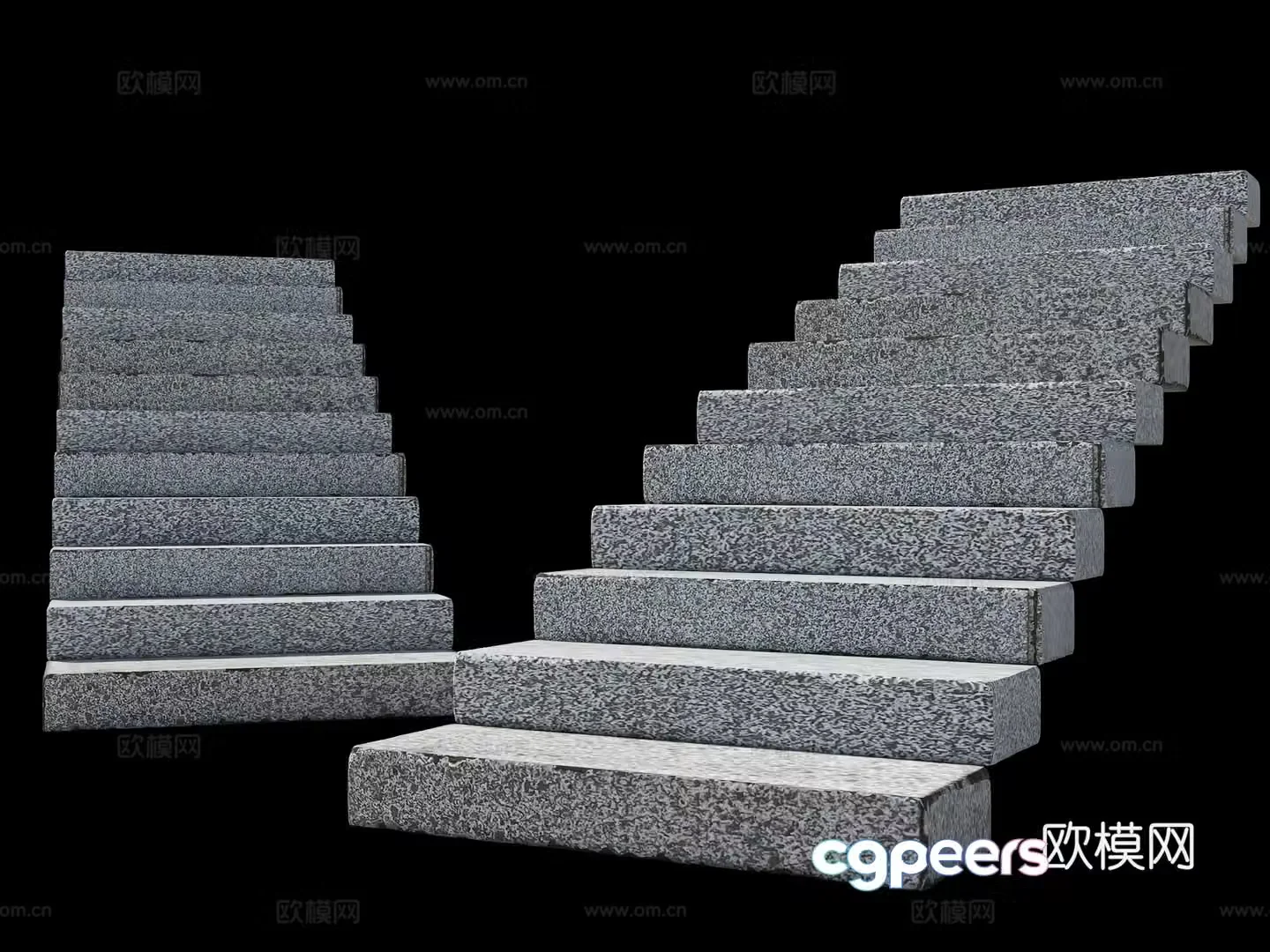 Bluestone slab steps Park slab old stone slab steps Rural wool stone slab steps Natural stone slab steps 3D model