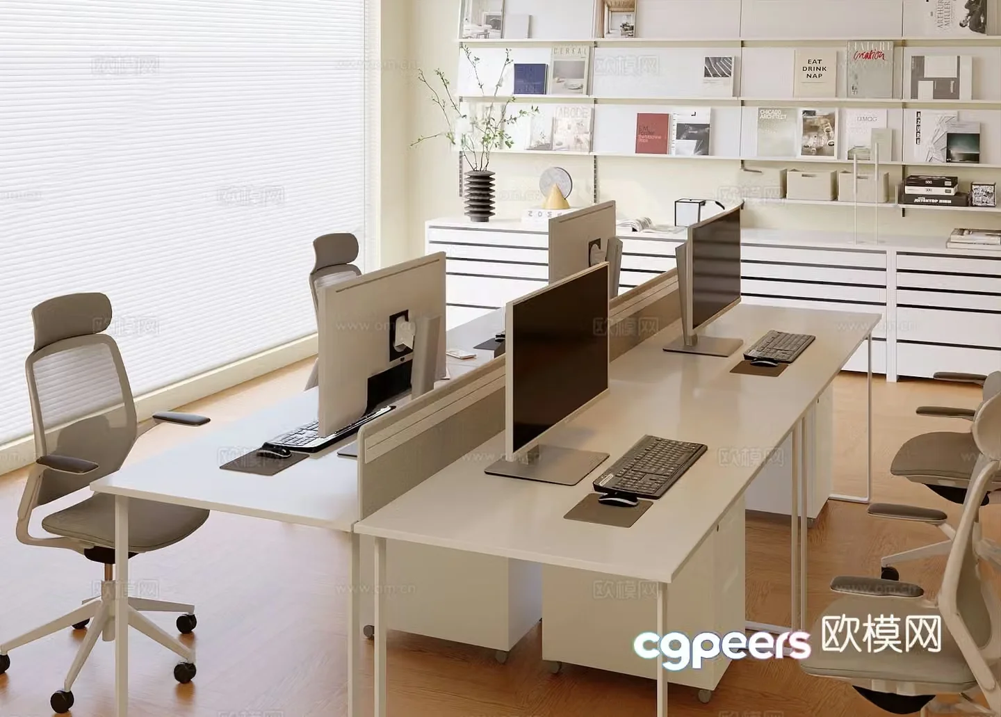 Modern cream office modern conference room office area 3d model