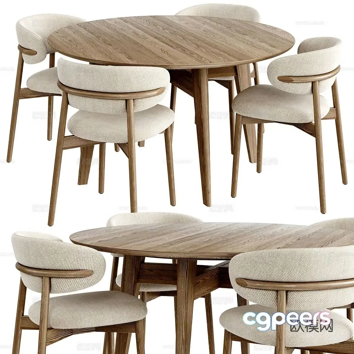 New Chinese dining table and chair 3D model