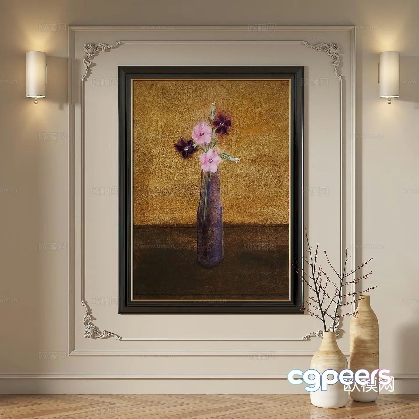 French retro medieval European classical abstract decorative painting 3d model
