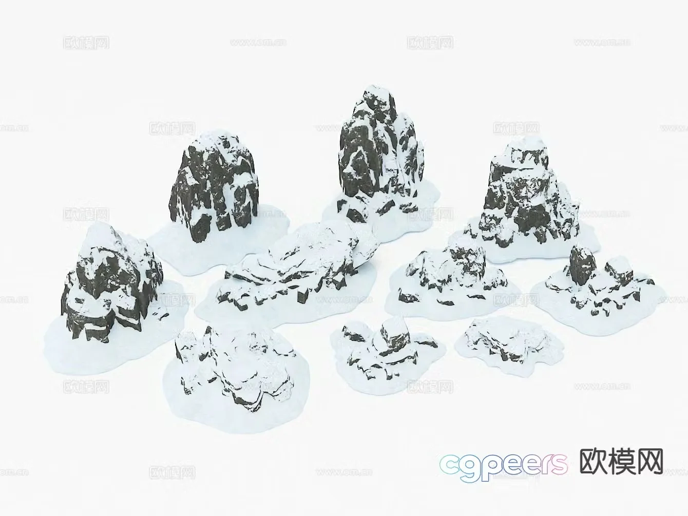 stone snow mountain stone scenery stone 3d model