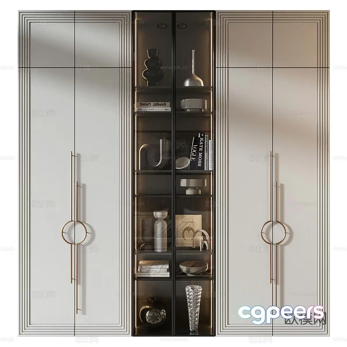 New Chinese style light luxury wardrobe 3D model