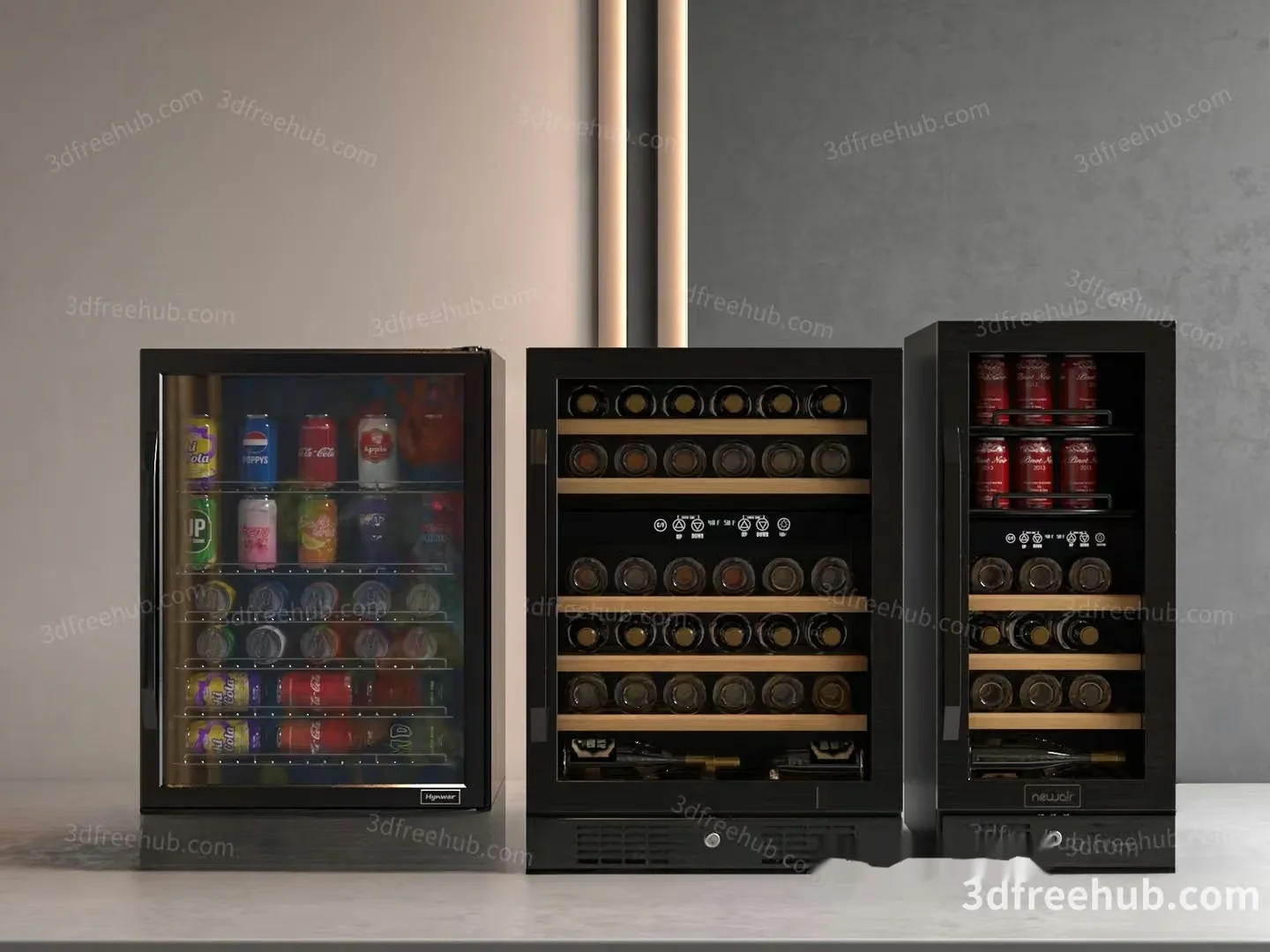 Mini Fridge With Drinks 3D Model – 19283 – VRAY Render