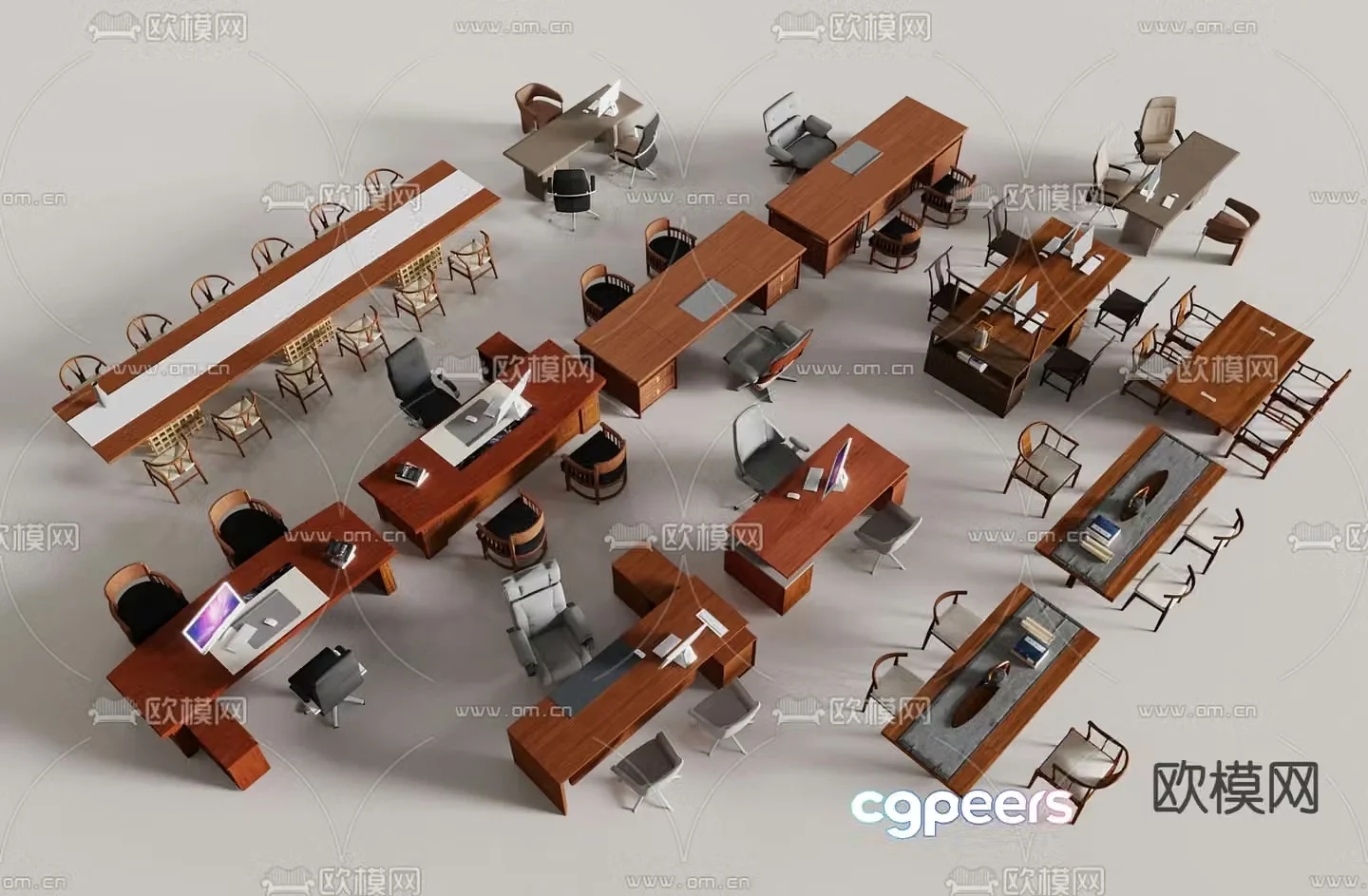 New Chinese style executive desk executive desk conference table 3D model