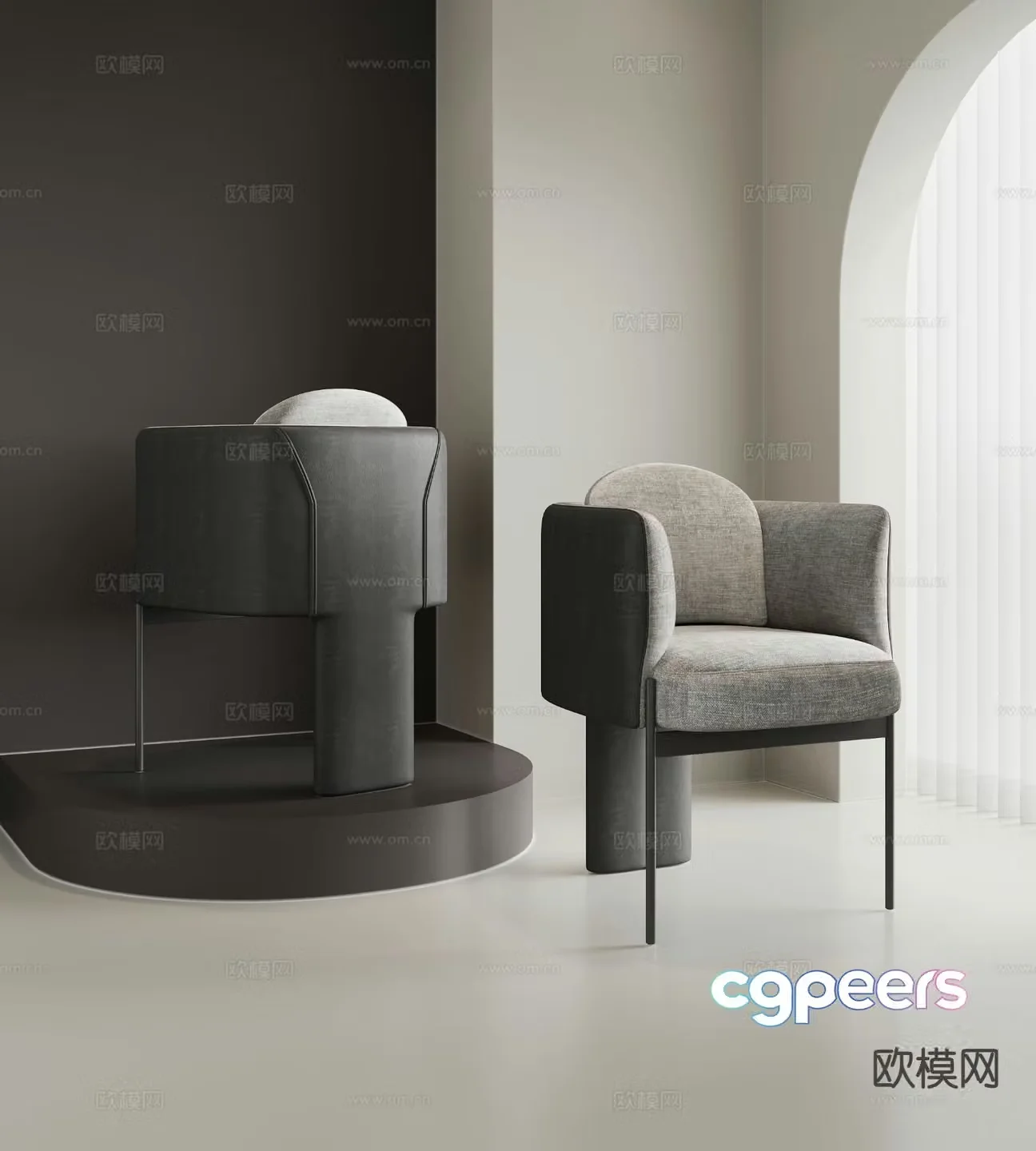 Italian single chair dining chair chair 3d model