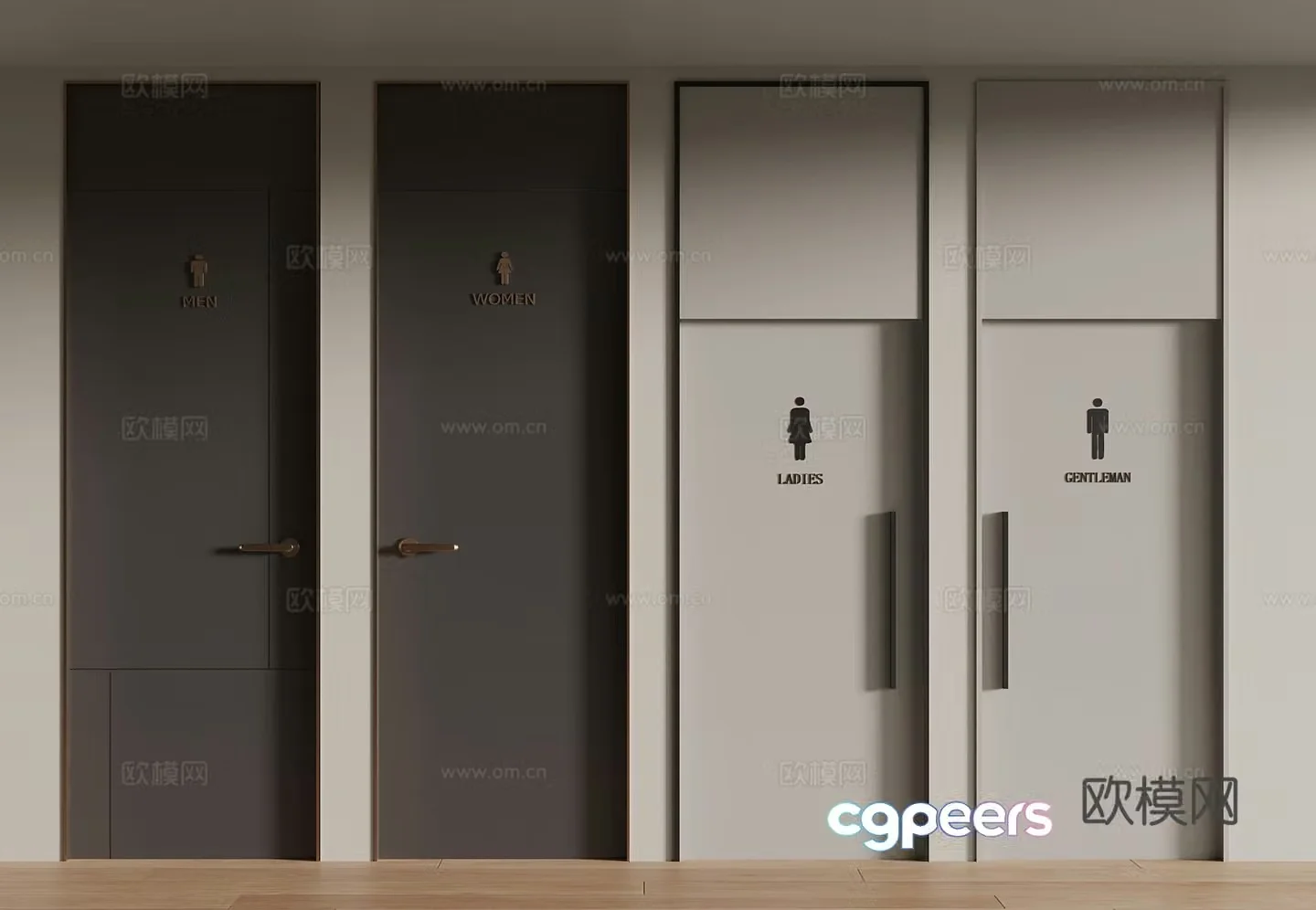 Modern public bathroom door 3d model