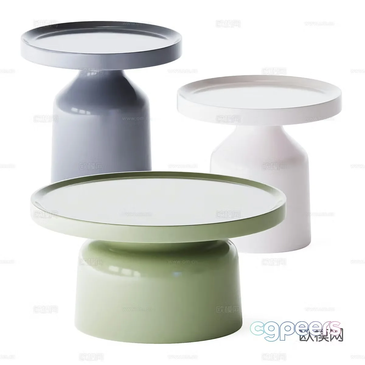 Modern cream style round coffee table 3d model