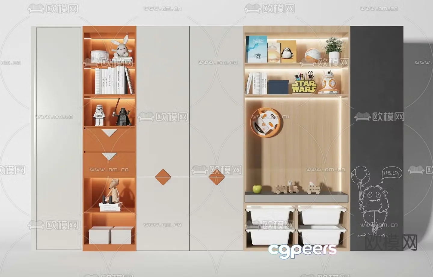 Modern children’s decorative cabinet bookcase 3d model