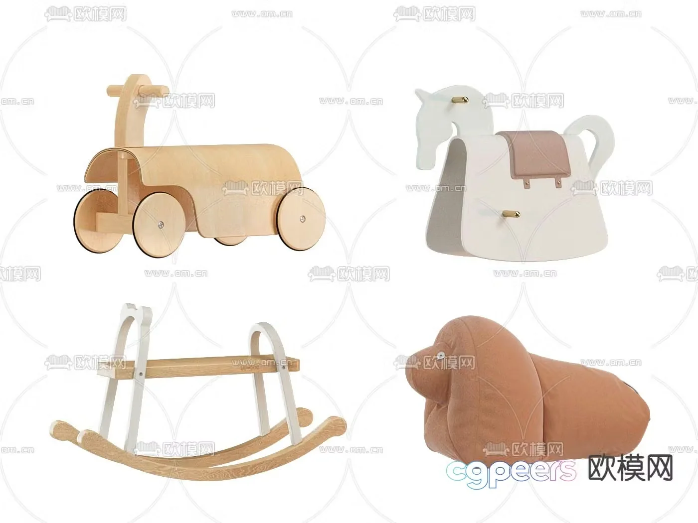Trojan toy rocking chair stool 3d model