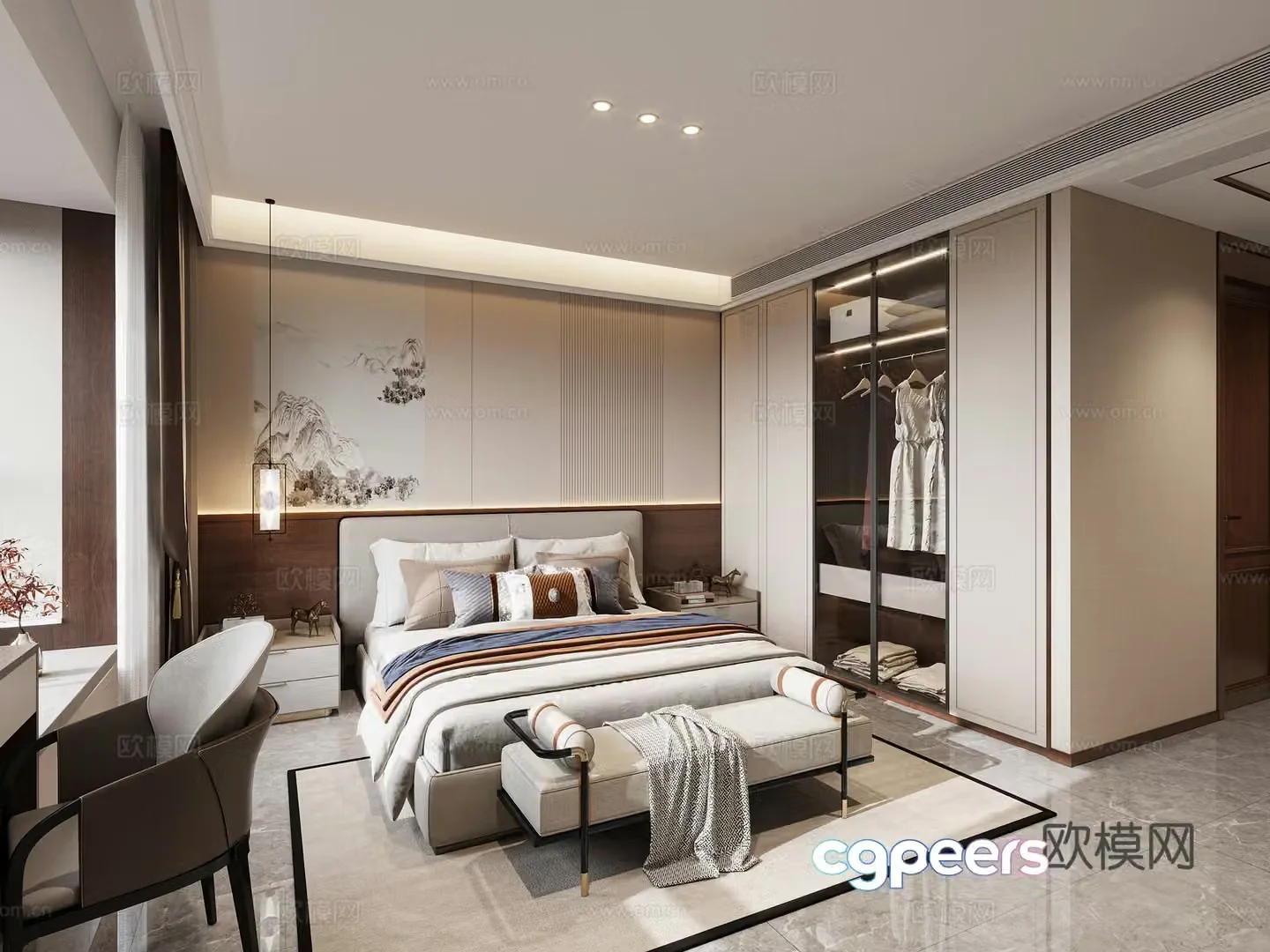 New Chinese style bedroom master bedroom 3D model