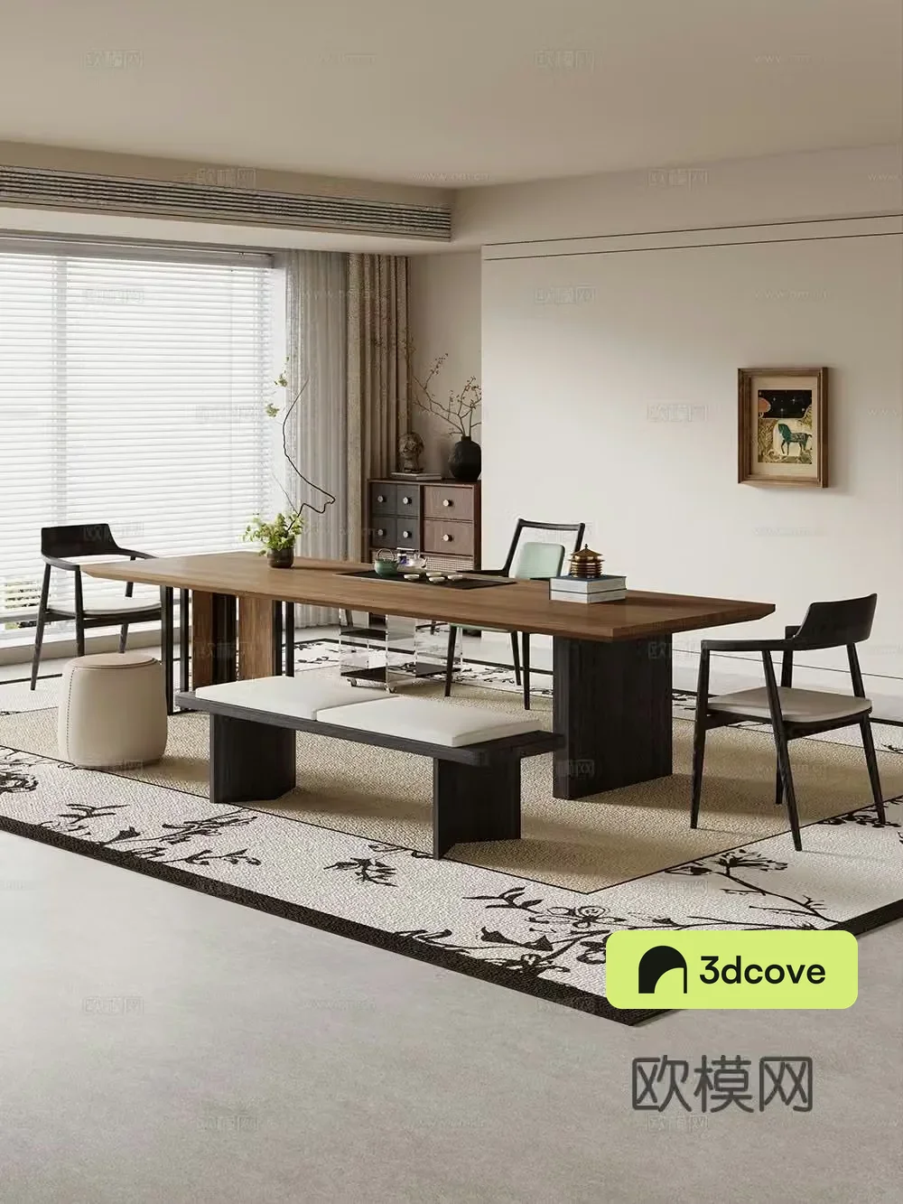 Creamy large plate table tea table and chair combination tea table tea room tea table balcony tea table