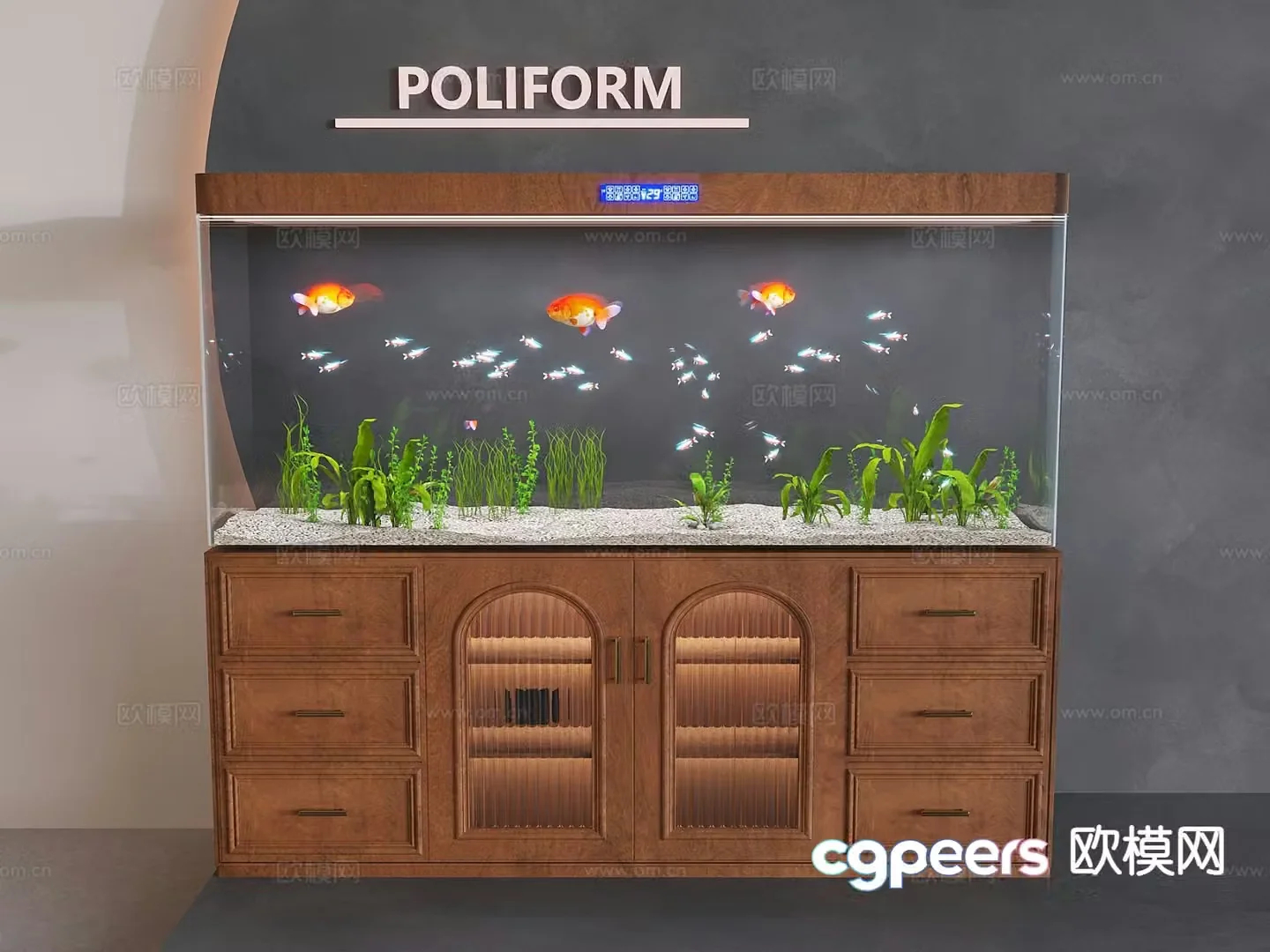 Wabi-sabi fish tank aquarium 3d model