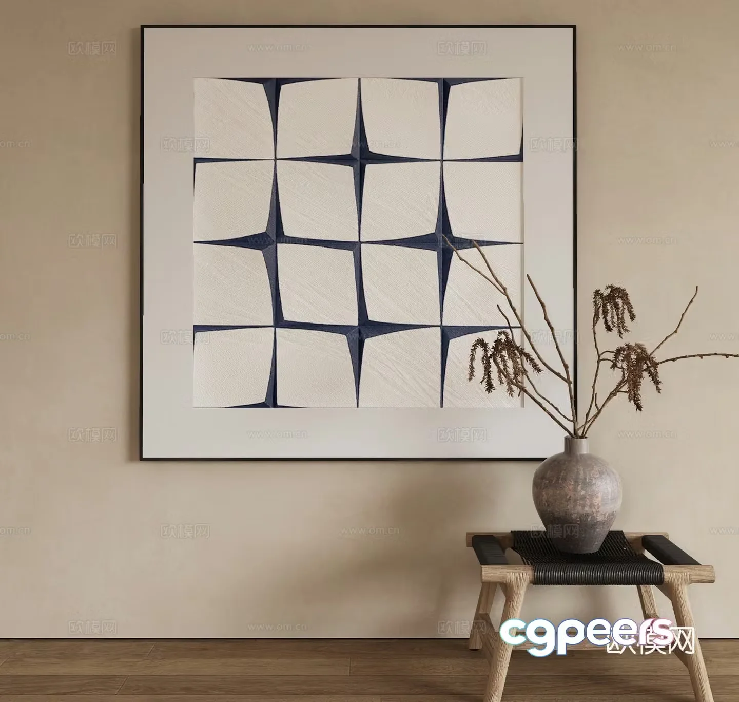 Modern decorative painting abstract painting simple painting 3d model
