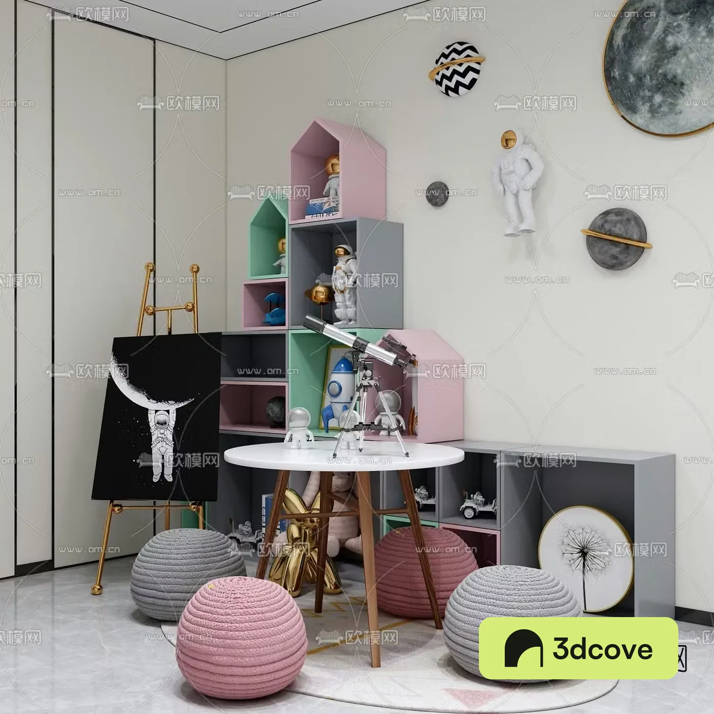 Modern children’s table chair and children’s cabinet