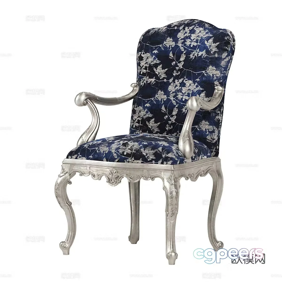French sofa chair dining chair book chair carved armchair 3D model