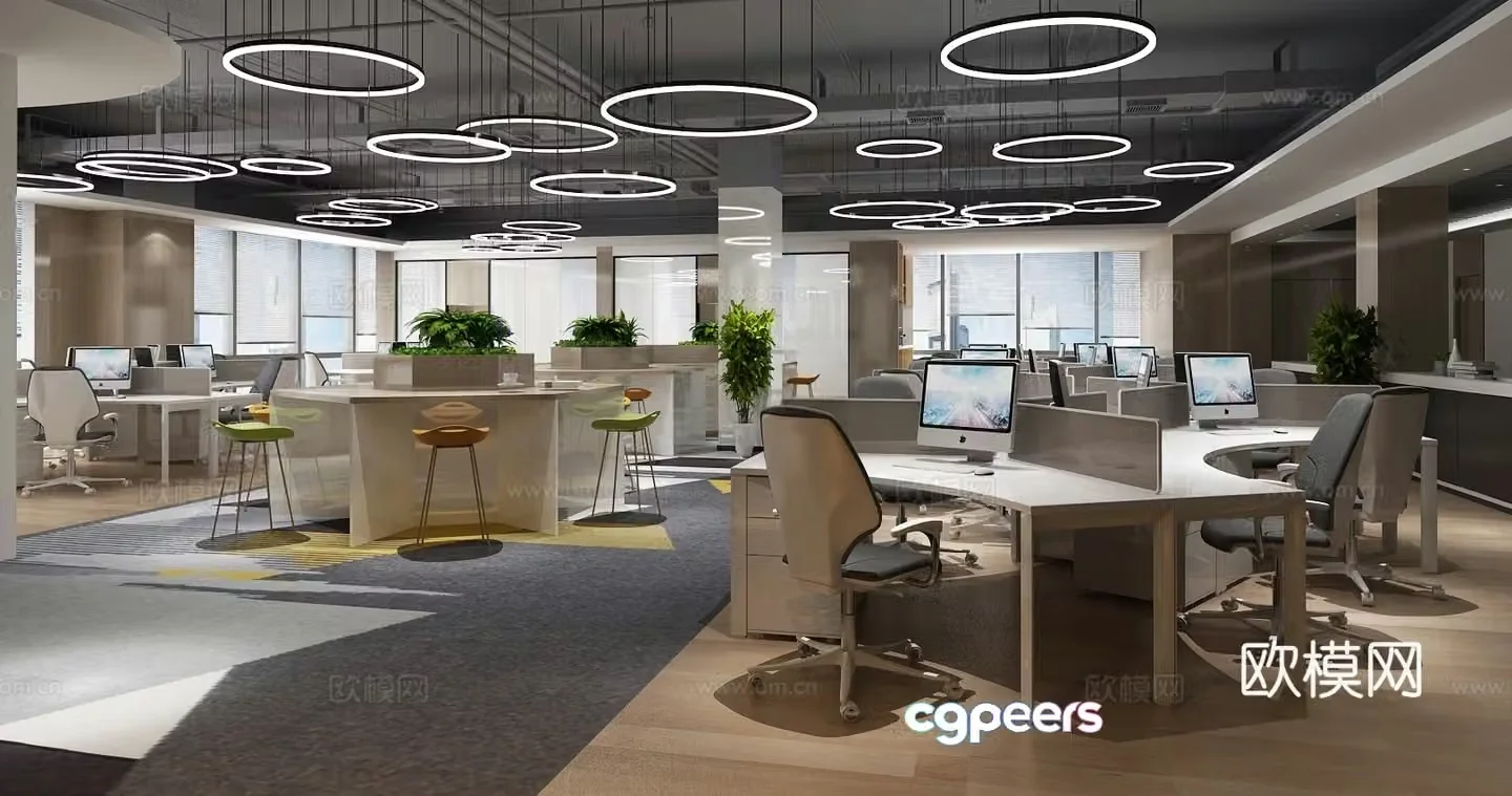 Open office area office 3d model