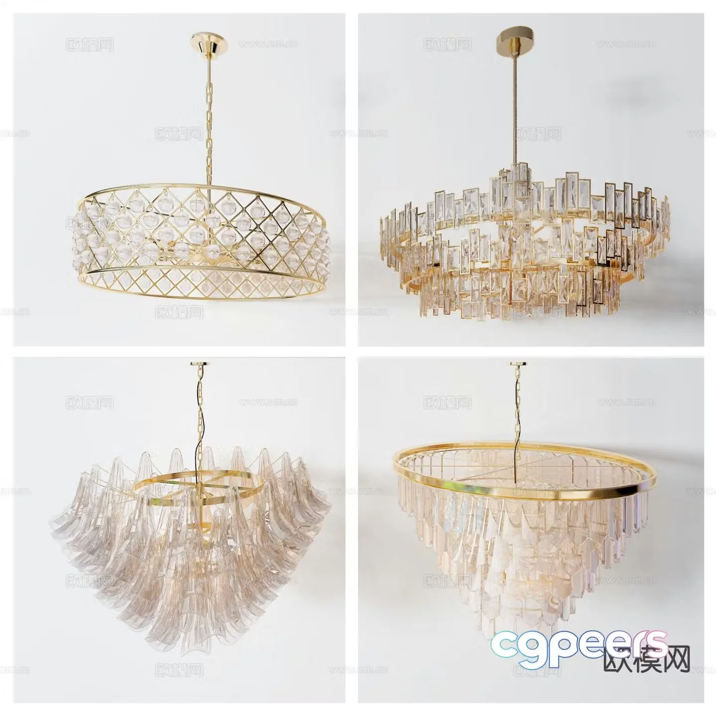Light luxury chandelier crystal chandelier 3d model