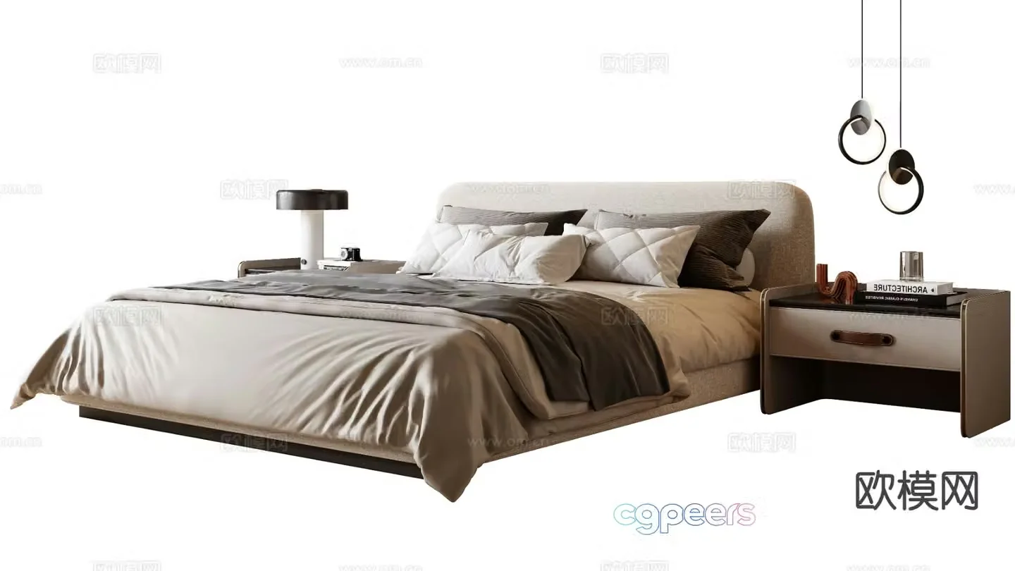 Modern double bed 3d model