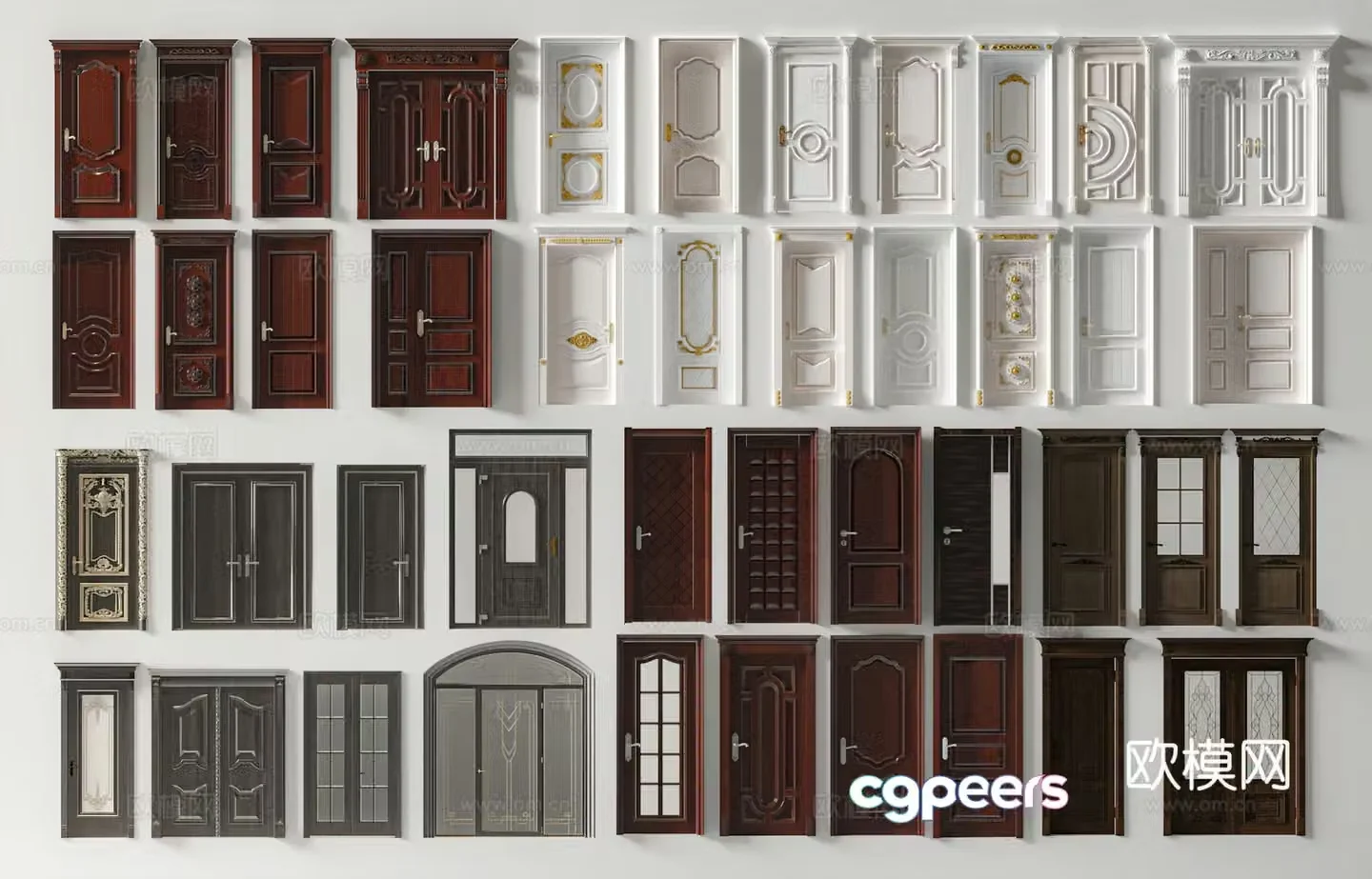 Modern door combination 3D model