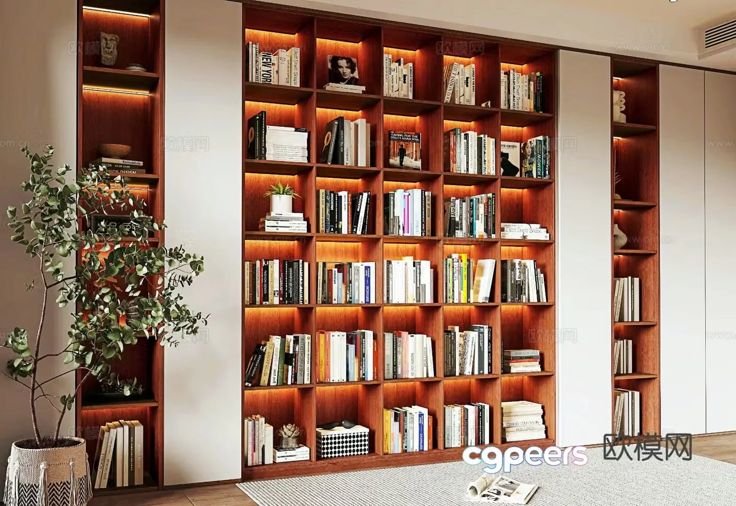 Middle-aged bookcase full wall bookcase 3D model