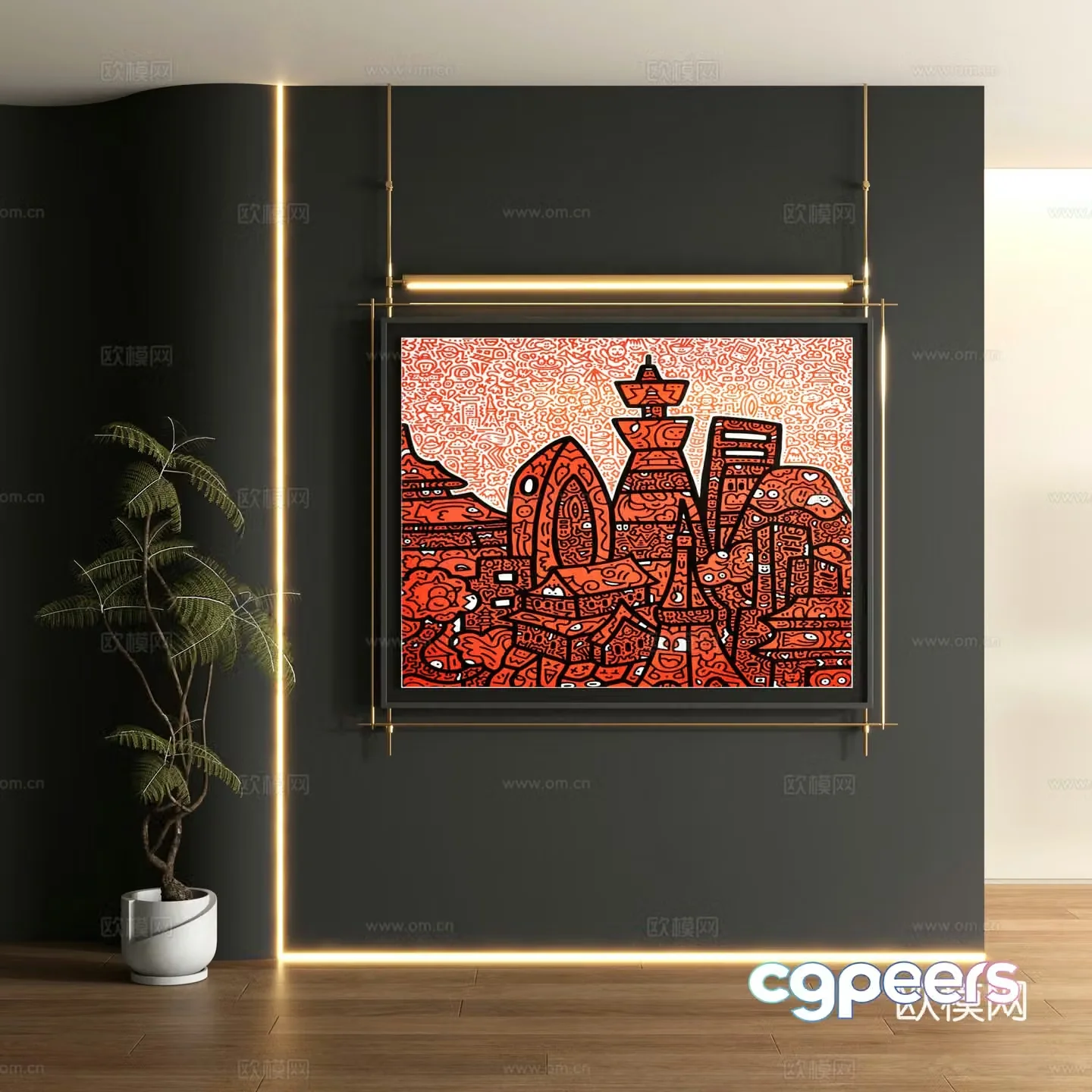 Modern graffiti decorative painting 3d model