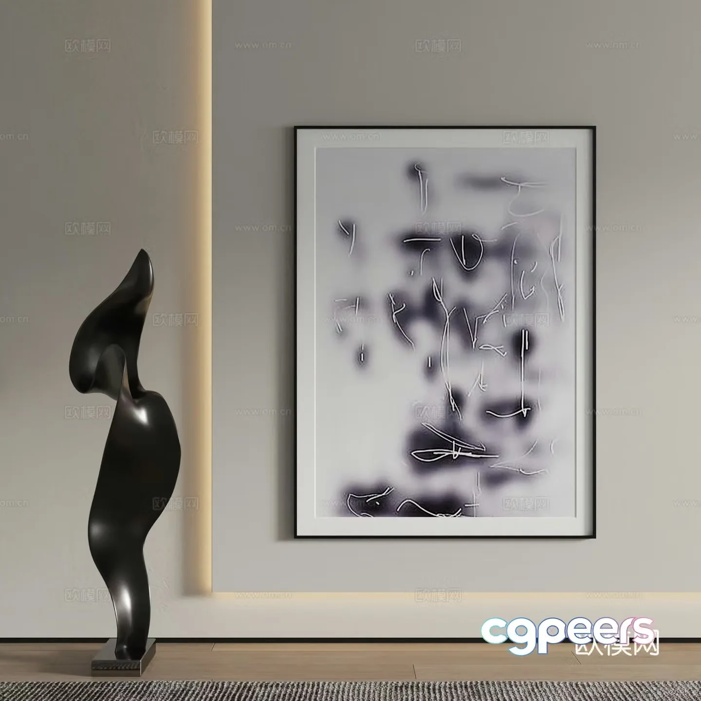 Modern decorative painting art painting hanging painting 3d model