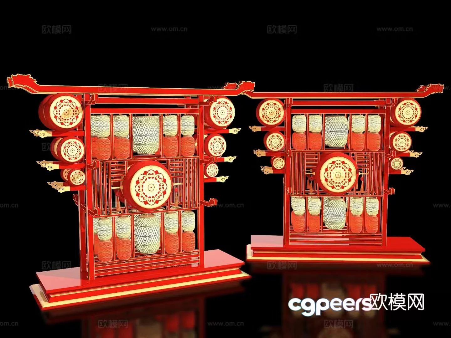 New Chinese style outdoor lantern device scenic lantern display 3D model