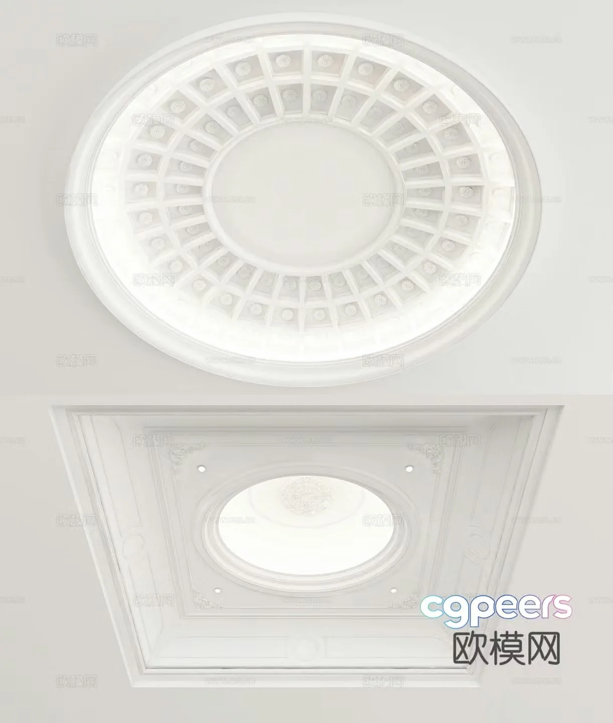 European ceiling suspended ceiling round ceiling 3D model