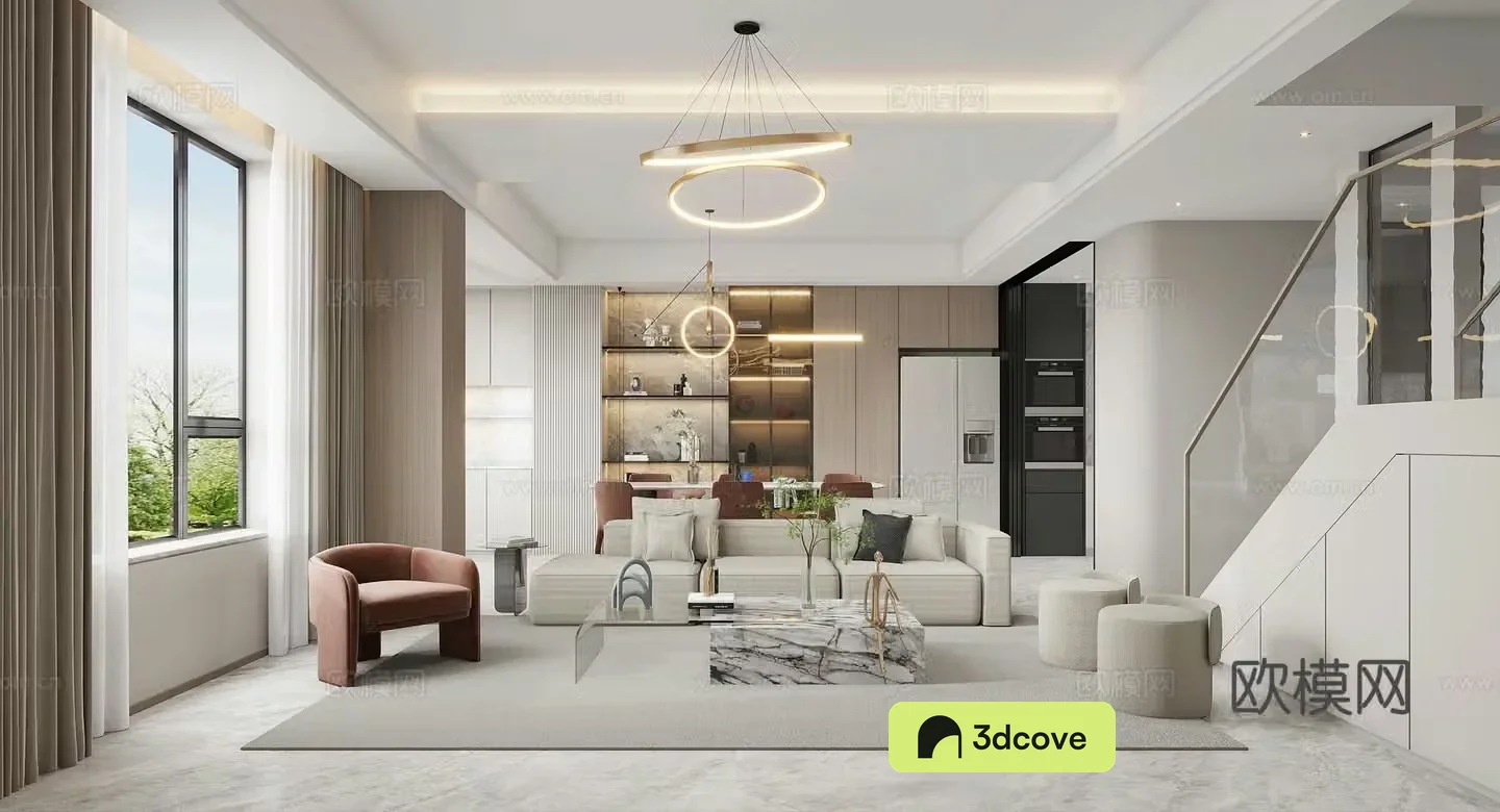 Modern living and dining room