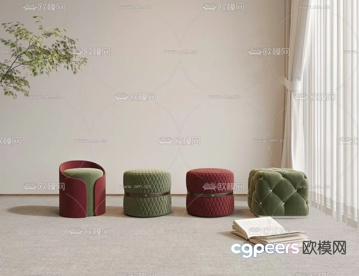 Shoe Changing Stool Low Stool Dressing Stool 3D Model