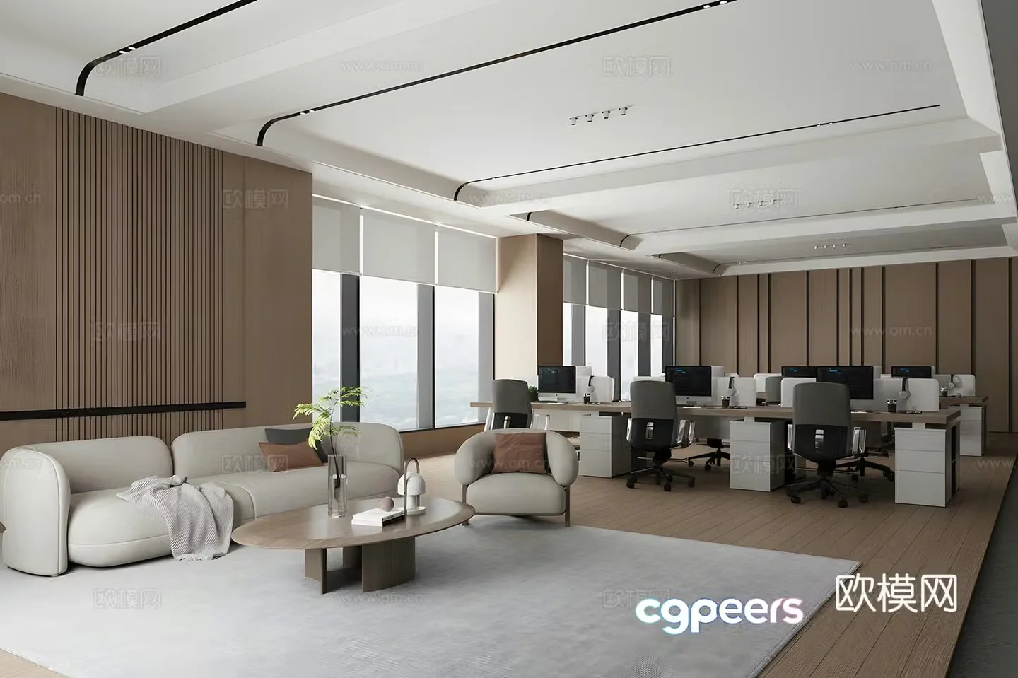 Public office area office 3d model