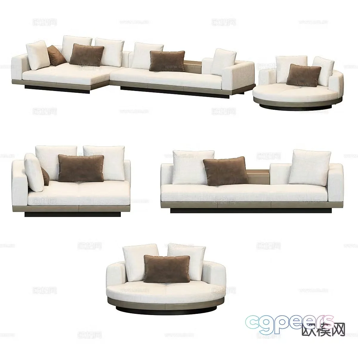 Modern minimalist sofa double sofa single sofa 3d model