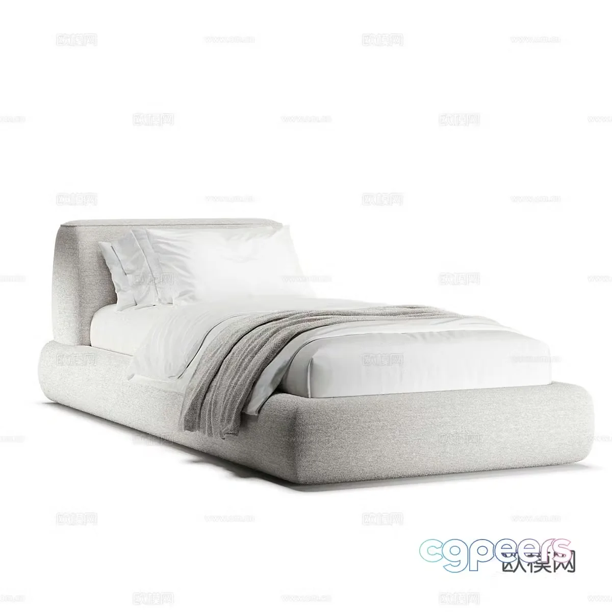 Modern simple double bed Double bed Simple bed Single bed Pillow Mattress 3D model