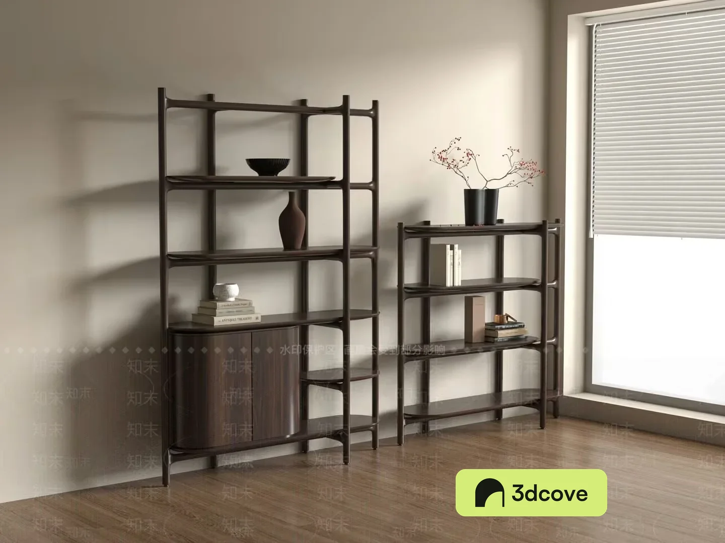 Modern Dark Wood Shelving Units