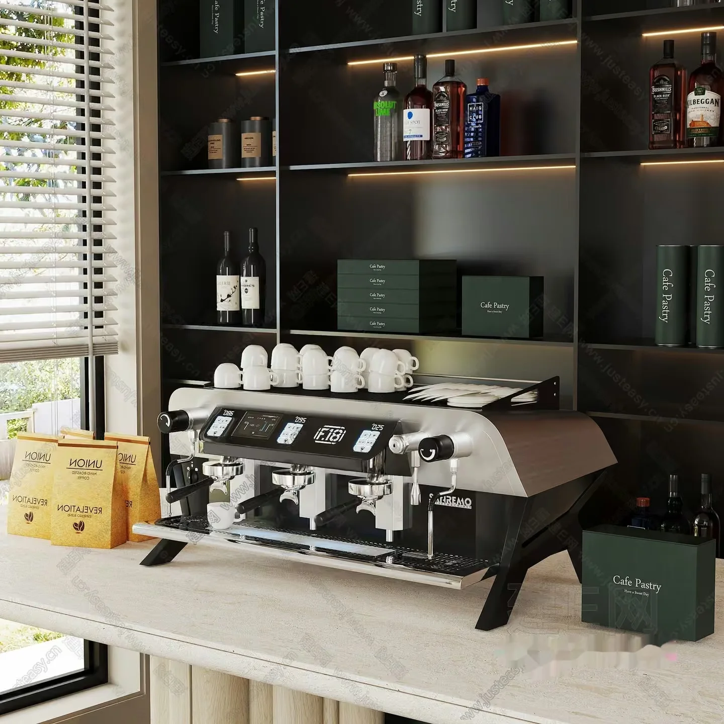 A Coffee Machine And Shelves 3D Model – 17111 – VRAY Render