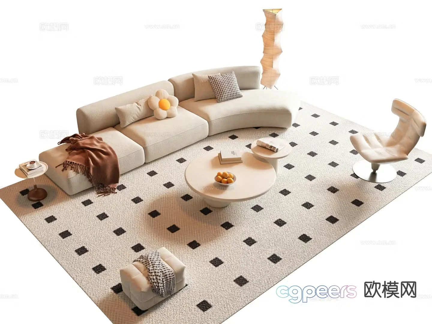 Cream style sofa modular sofa 3d model