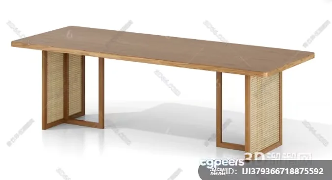 Wooden Bench With Wicker Sides 3D Model – 4899 – VRAY Render