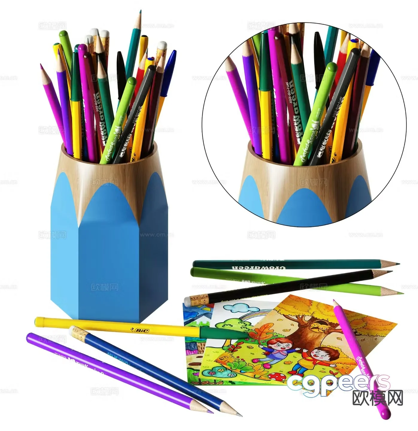 Modern children’s pen holder pencil 3d model