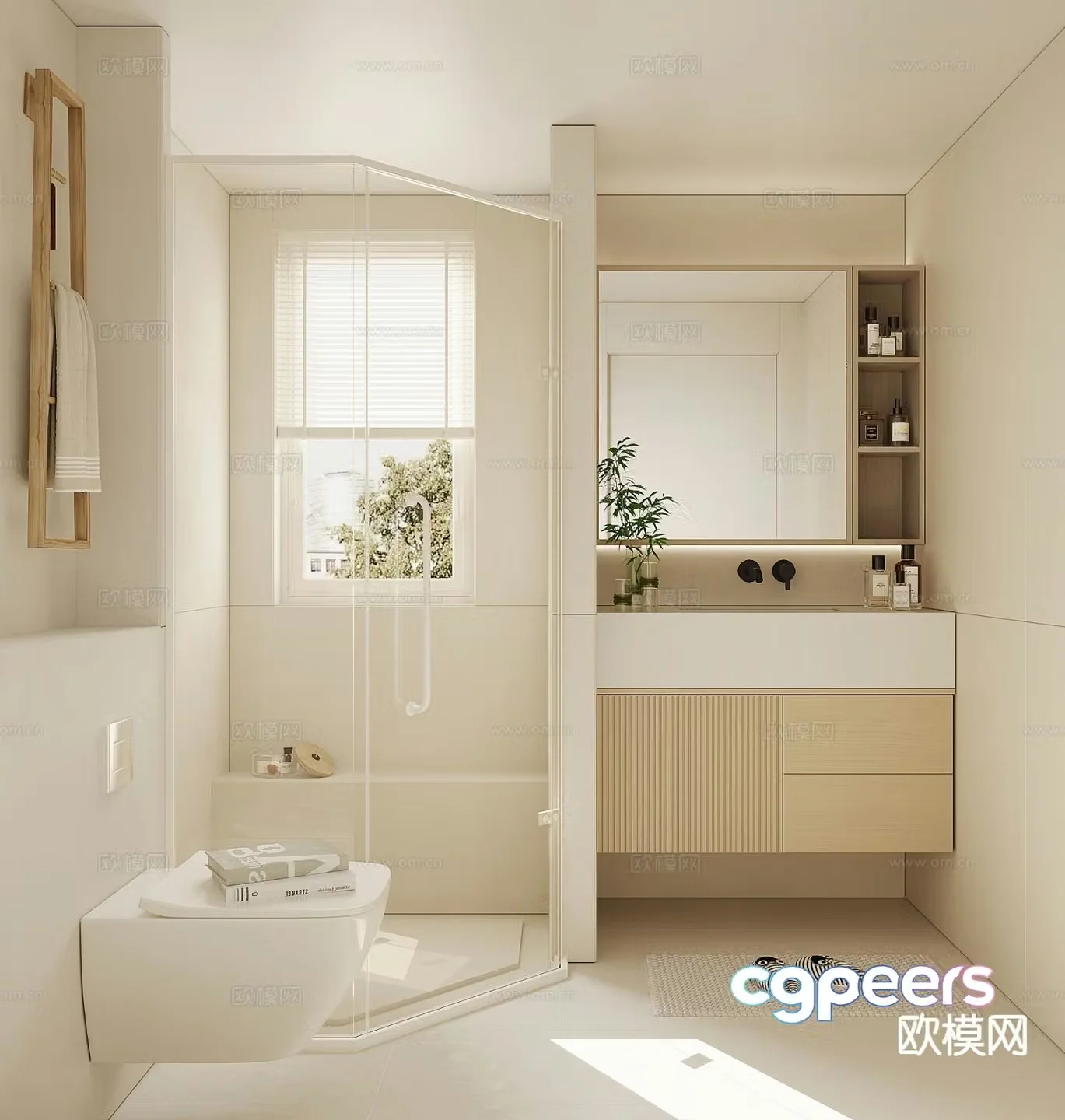 Cream style bathroom bathroom 3d model