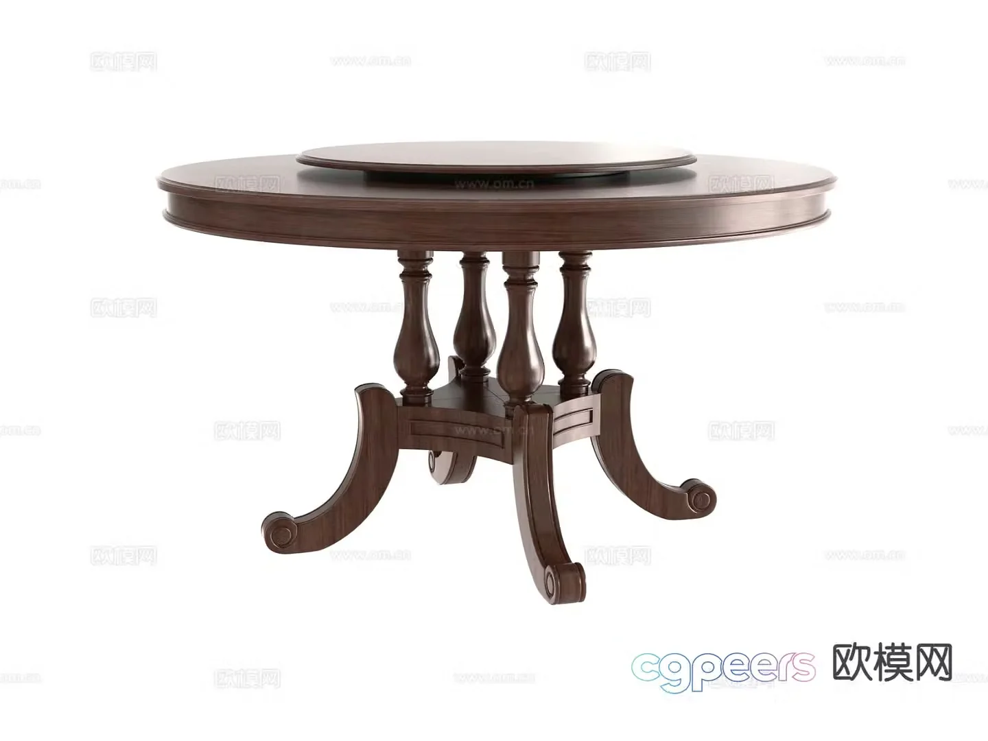 American round dining table 3D model