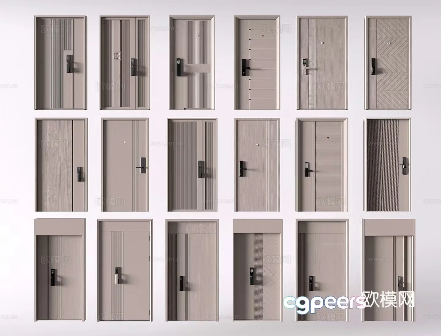 Modern security door entrance door armored door mother-child security door door combination 3D model