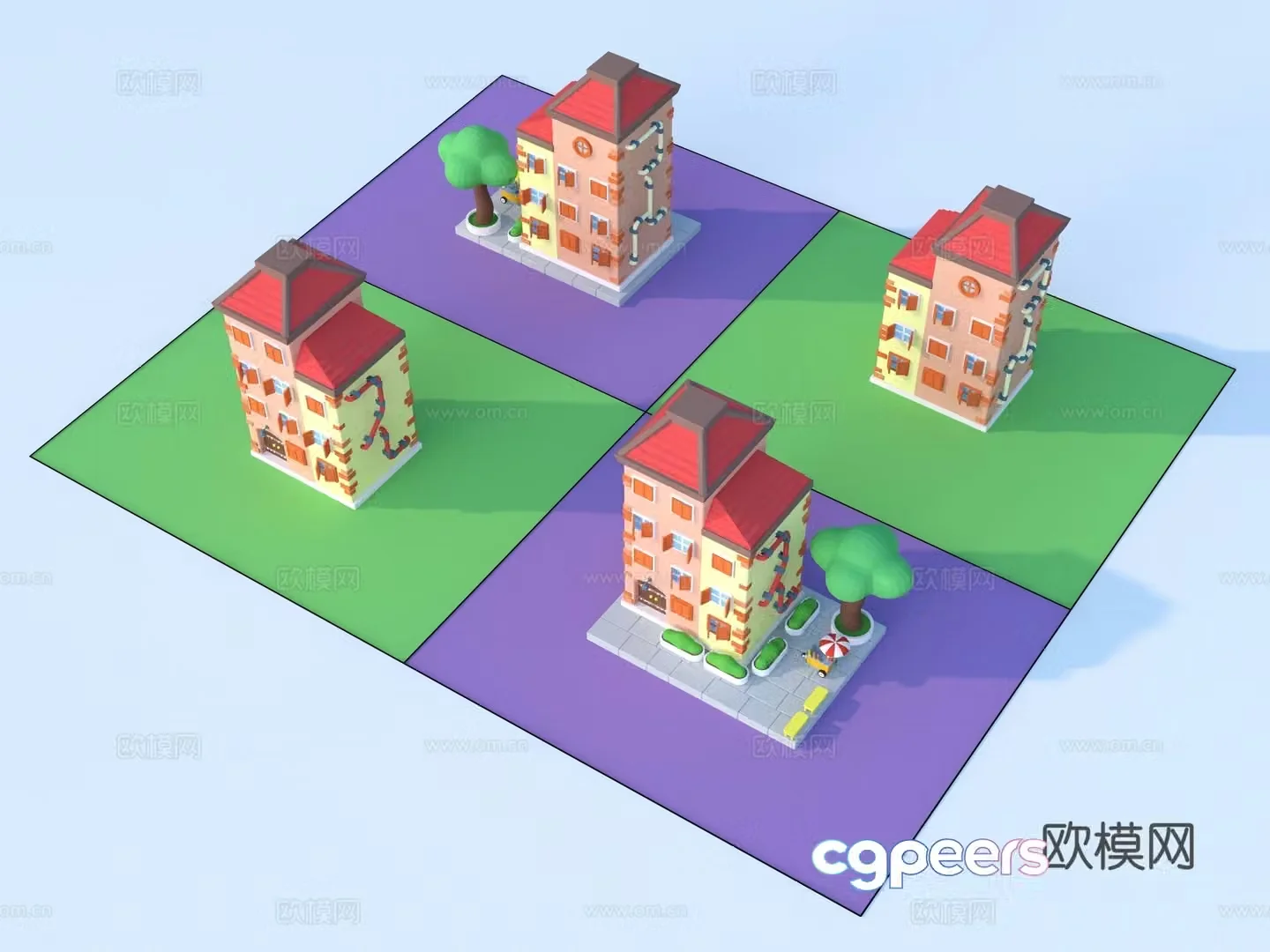 Cartoon toys architectural sketch 3d model