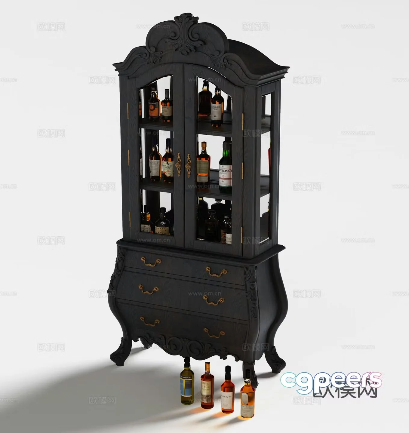 American wine cabinet 3d model