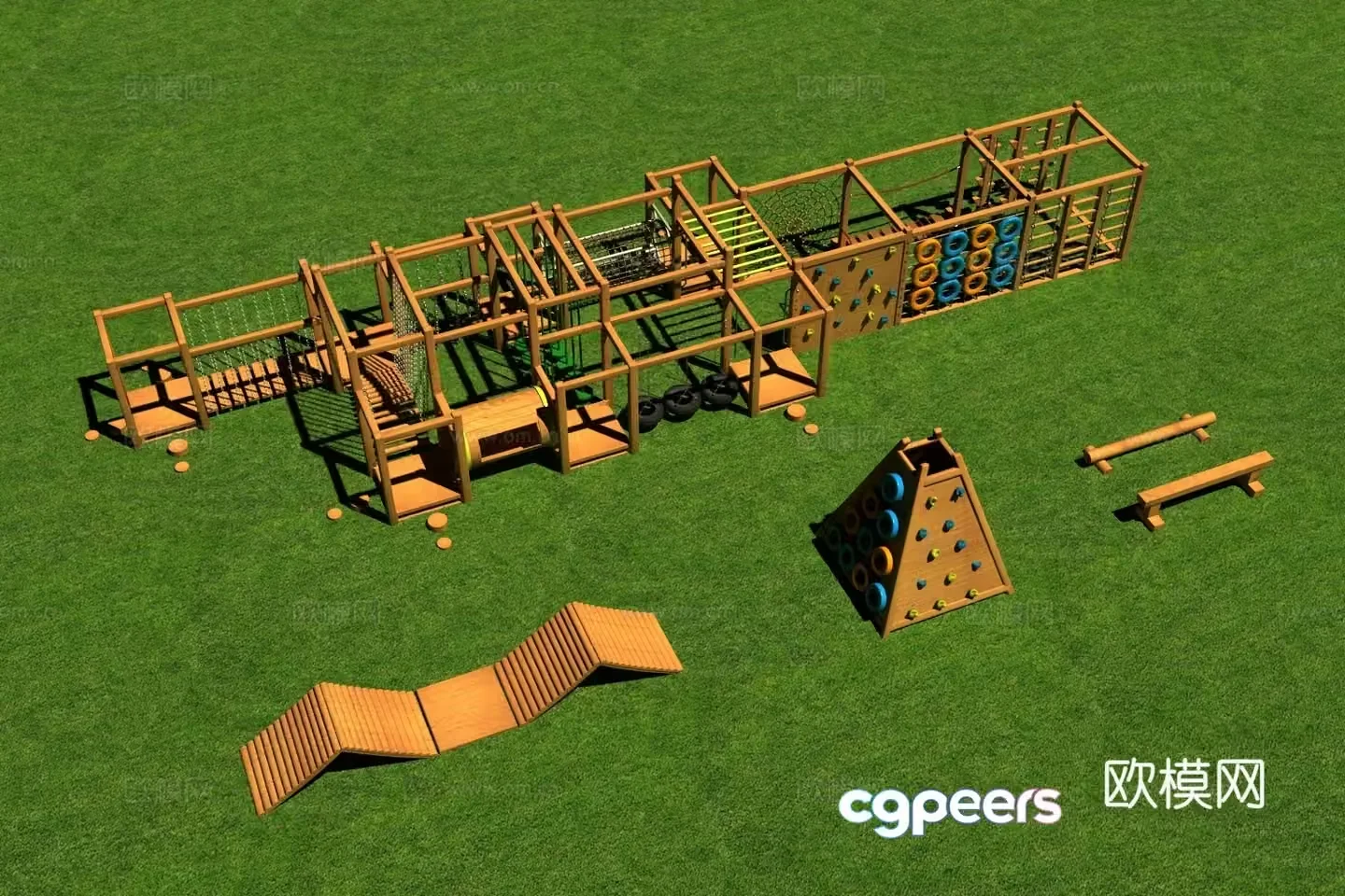 Amusement equipment outdoor physical training combination toys outdoor physical energy cycle 3D model